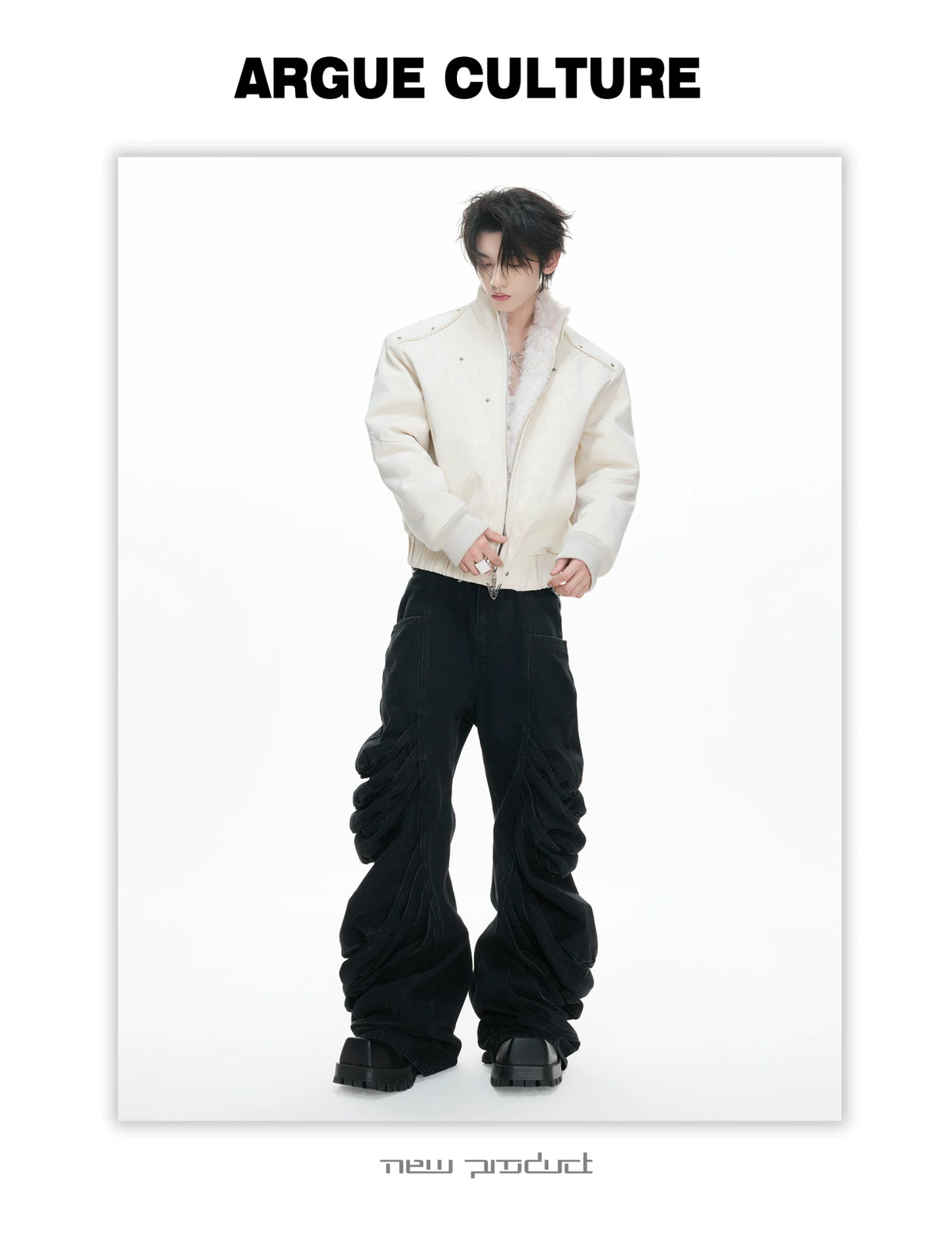 Washed Canvas Cropped Jacket | Fleece-Lined Streetwear - description image 5
