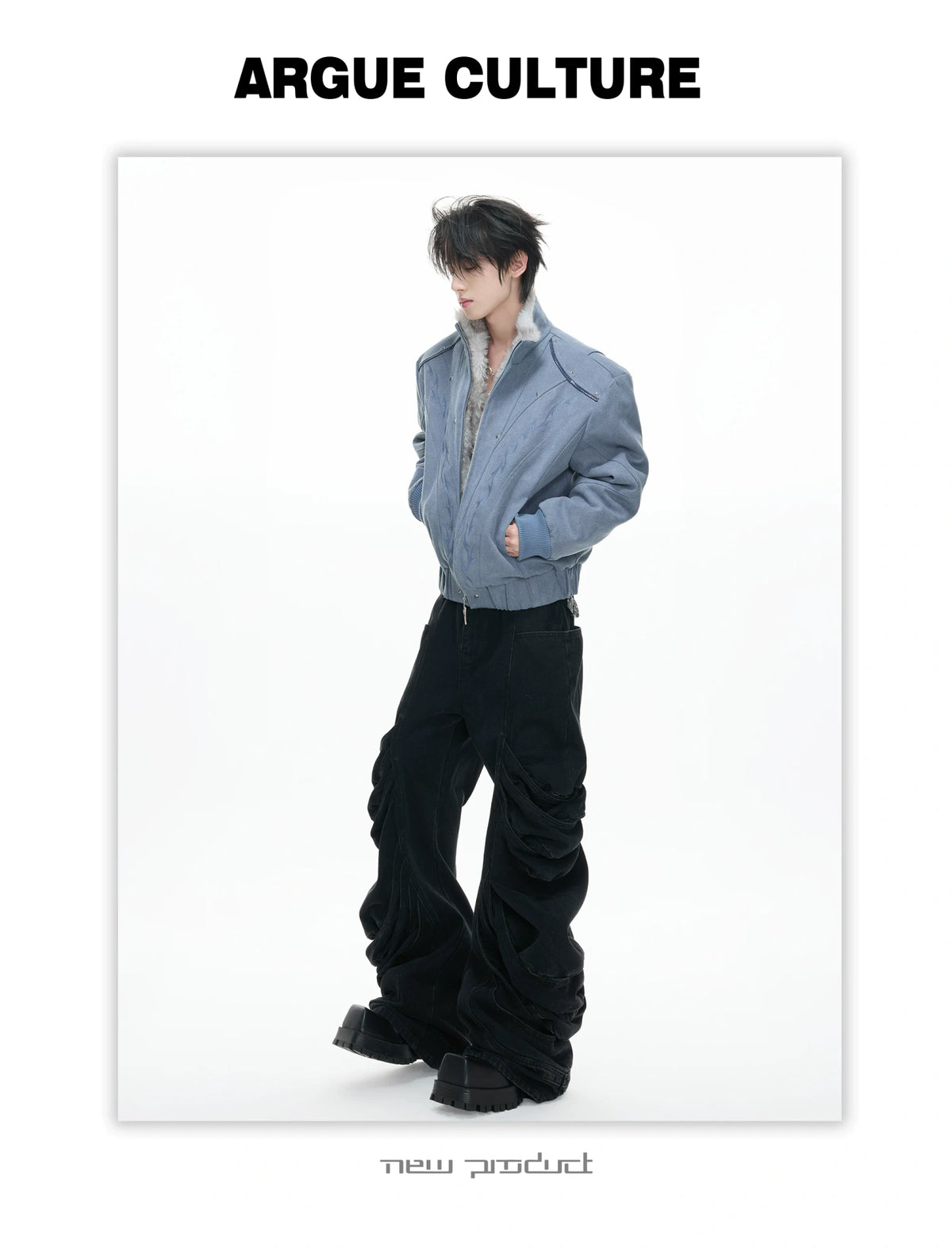 Washed Canvas Cropped Jacket | Fleece-Lined Streetwear - description image 7