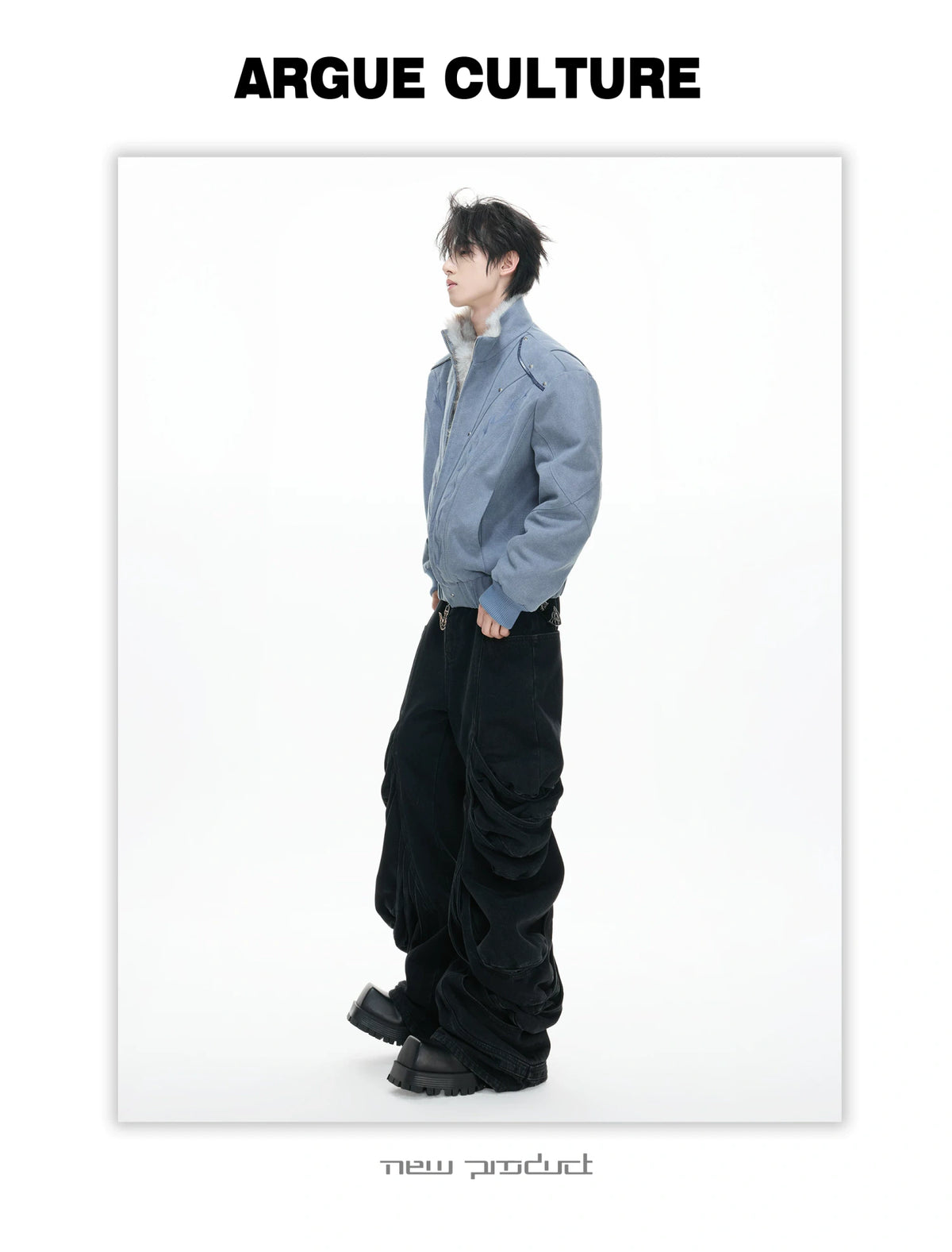 Washed Canvas Cropped Jacket | Fleece-Lined Streetwear - description image 8