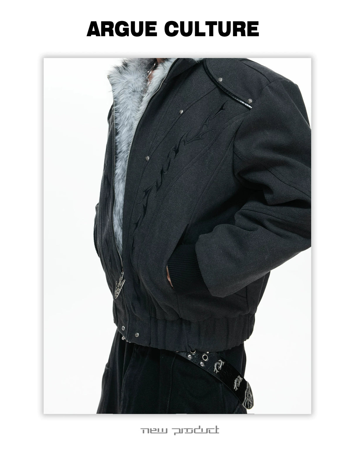 Washed Canvas Cropped Jacket | Fleece-Lined Streetwear - description image 10