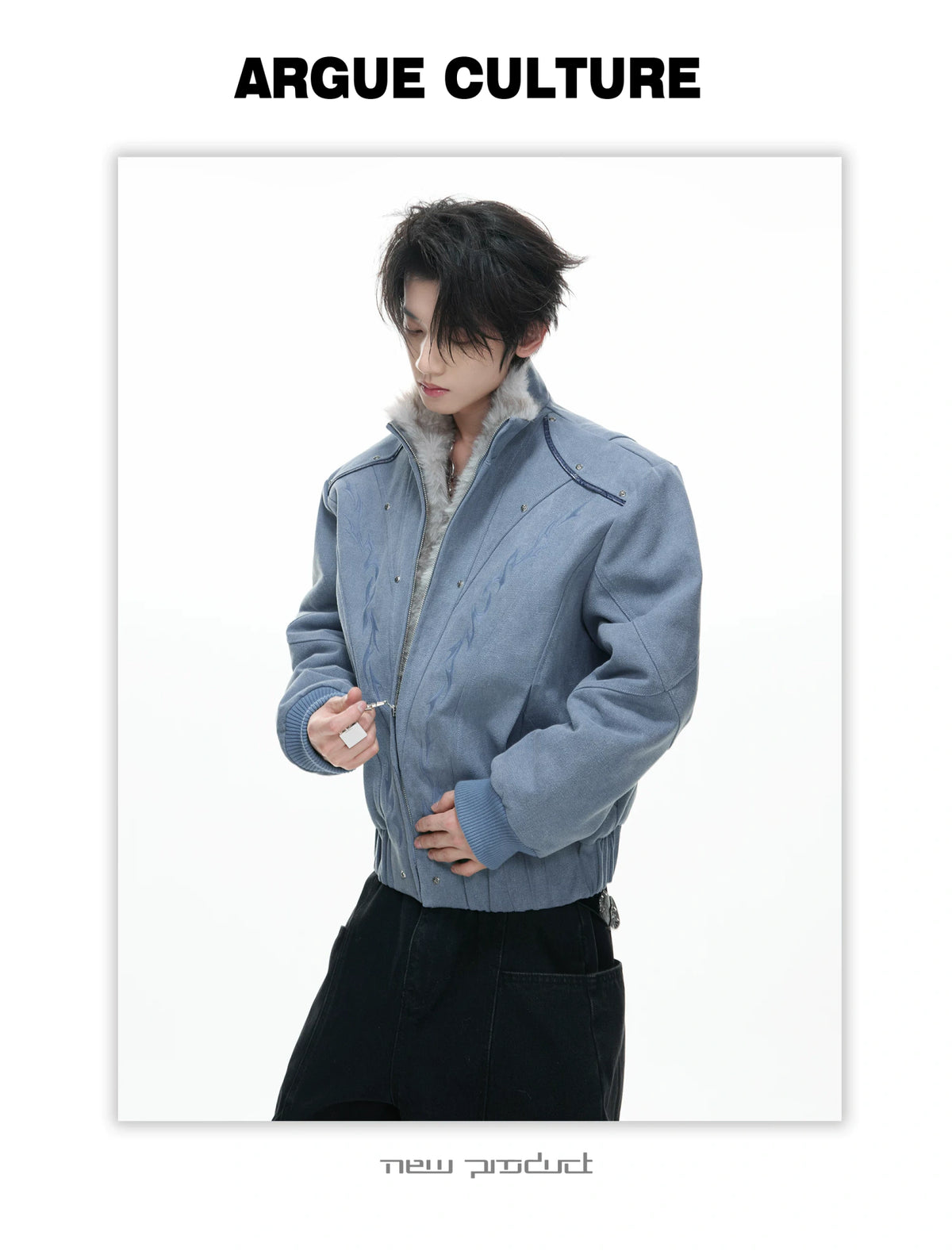 Washed Canvas Cropped Jacket | Fleece-Lined Streetwear - description image 14