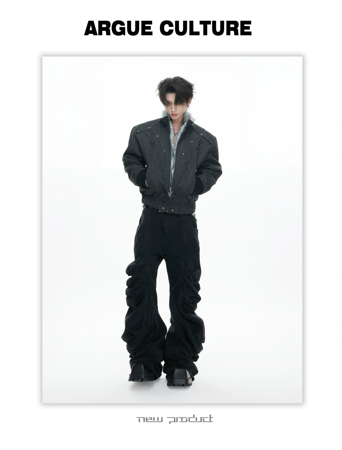 Washed Canvas Cropped Jacket | Fleece-Lined Streetwear - description image 15