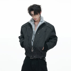 Washed Canvas Cropped Jacket | Fleece-Lined Streetwear - main image 2