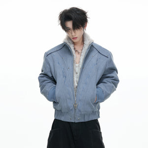 Washed Canvas Cropped Jacket | Fleece-Lined Streetwear - main image 5