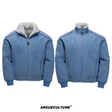 Washed Canvas Cropped Jacket | Fleece-Lined Streetwear - Blue