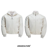 Washed Canvas Cropped Jacket | Fleece-Lined Streetwear - White