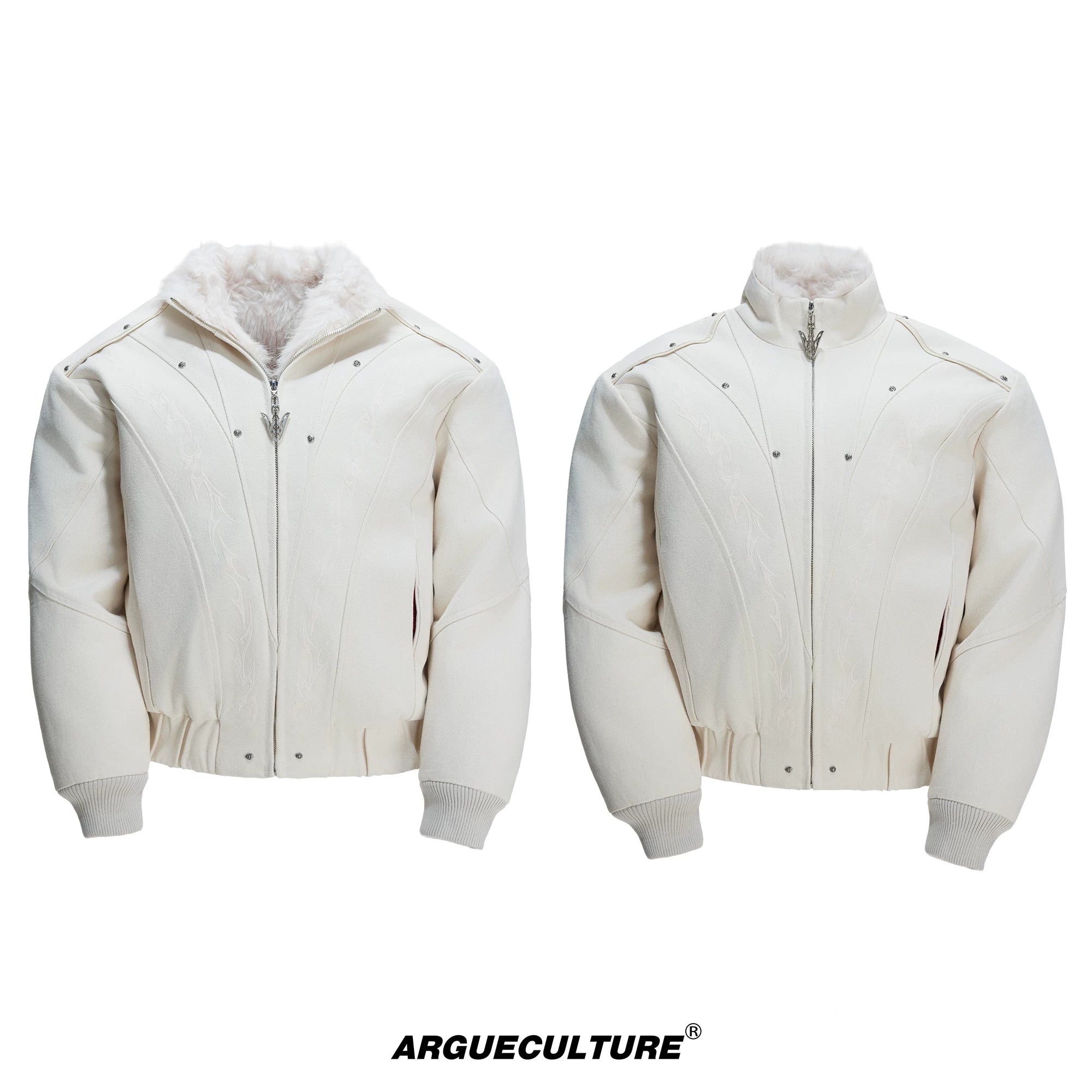 Washed Canvas Cropped Jacket | Fleece-Lined Streetwear - White