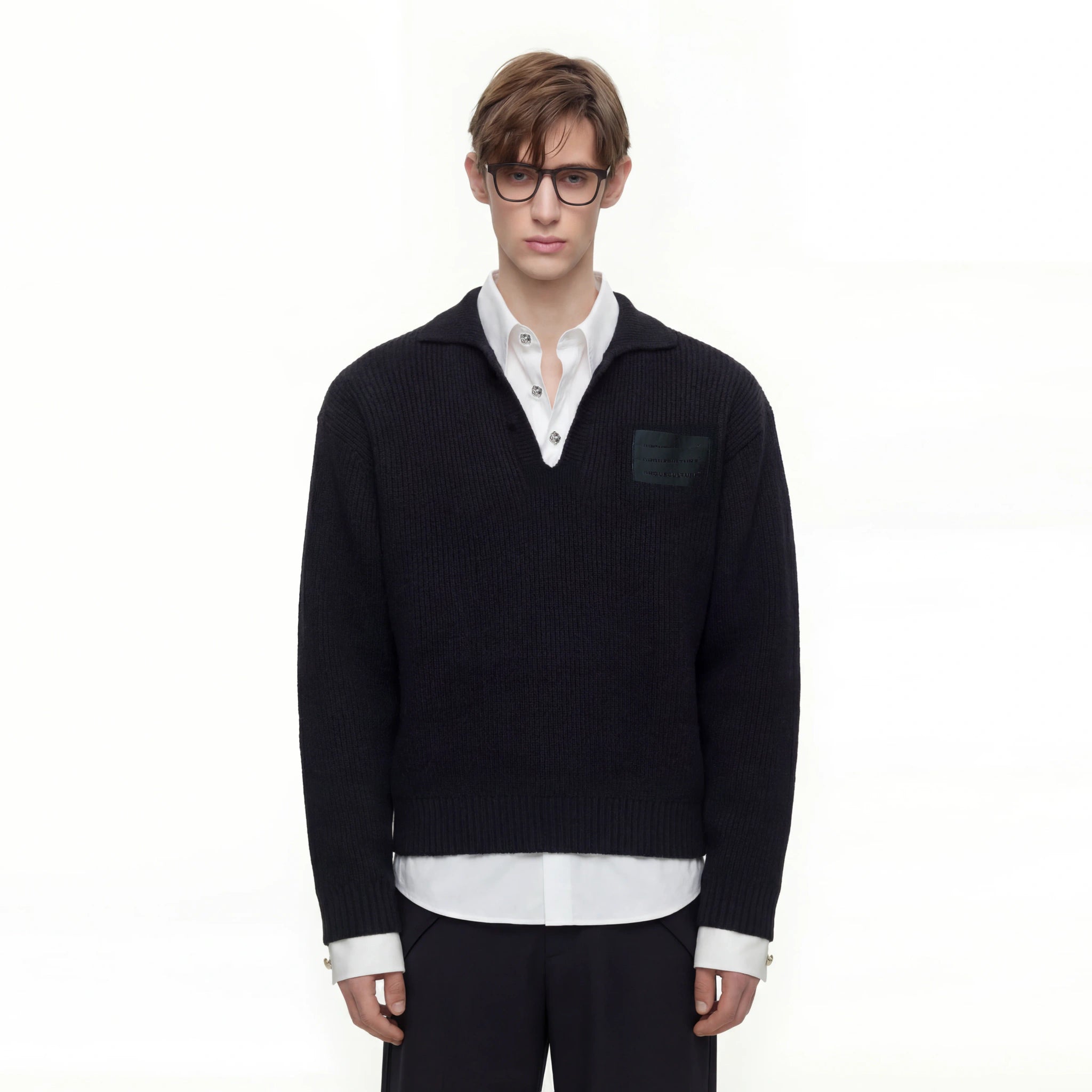Relaxed Layered Wool-Blend Knit Sweater | Unisex - main image 5