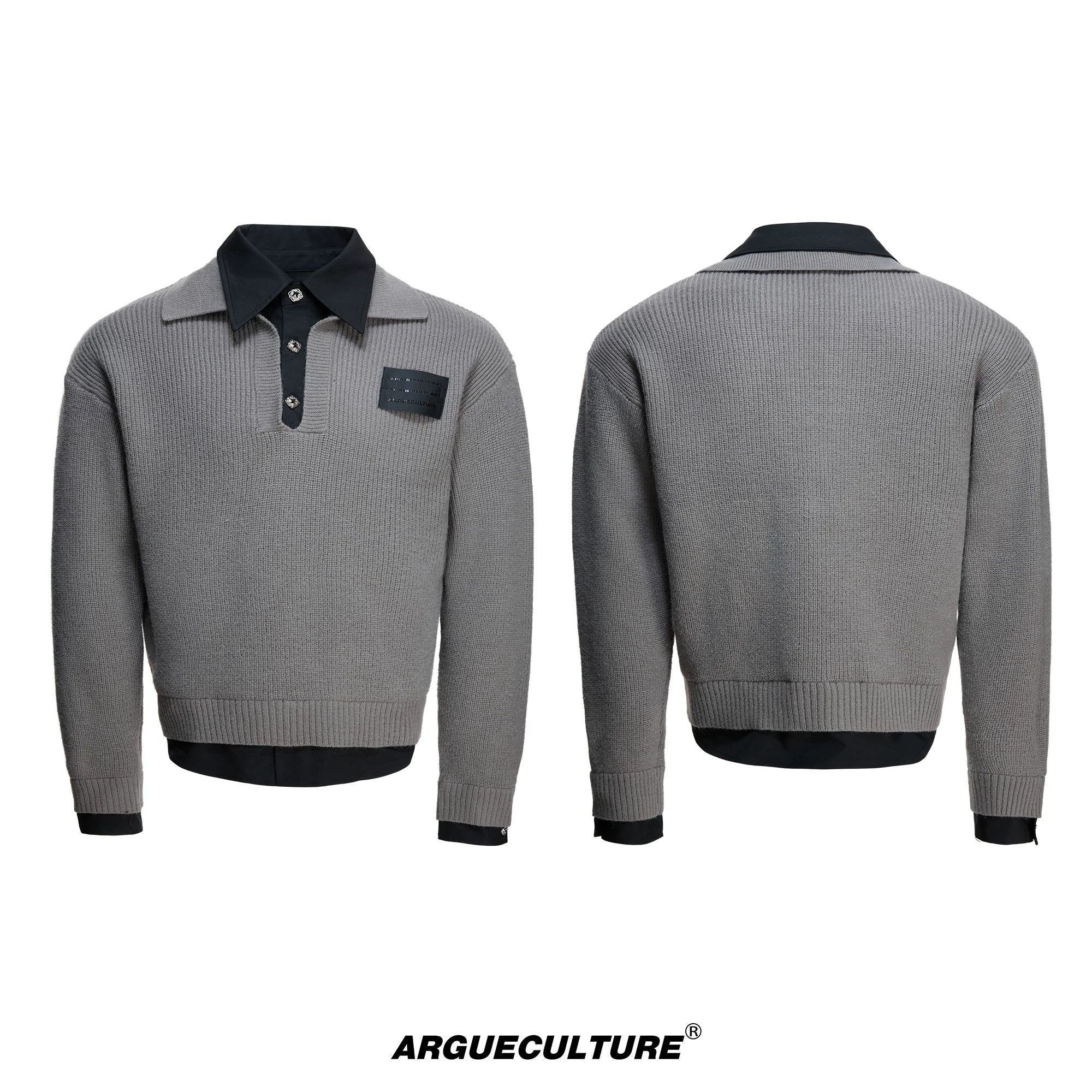 Relaxed Layered Wool-Blend Knit Sweater | Unisex - Gray Top