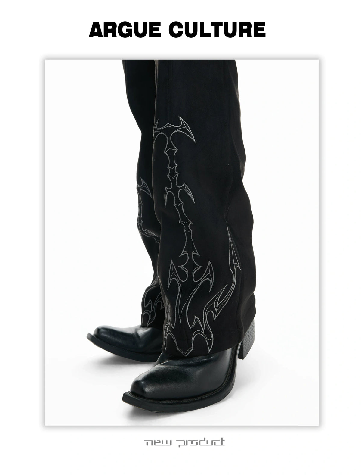 Embroidered Suede Straight-Leg Trousers | Avant-Garde - description image 15