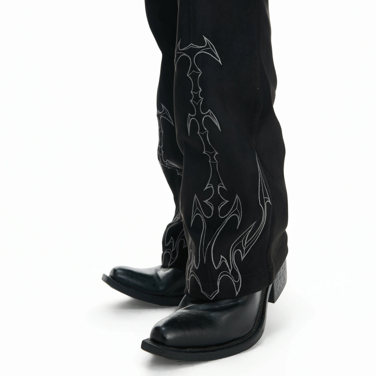 Embroidered Suede Straight-Leg Trousers | Avant-Garde - main image 4
