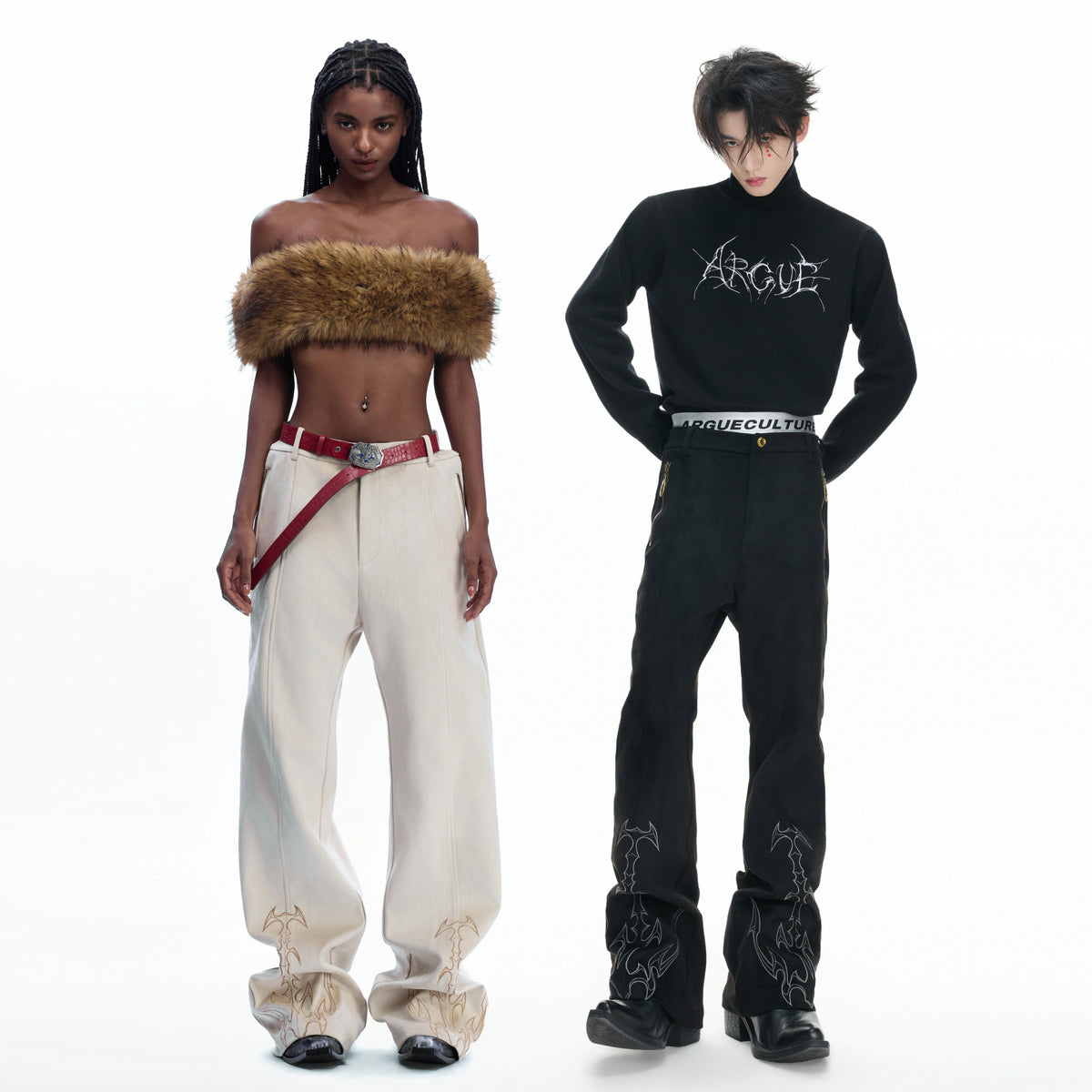 Embroidered Suede Straight-Leg Trousers | Avant-Garde - main image 5