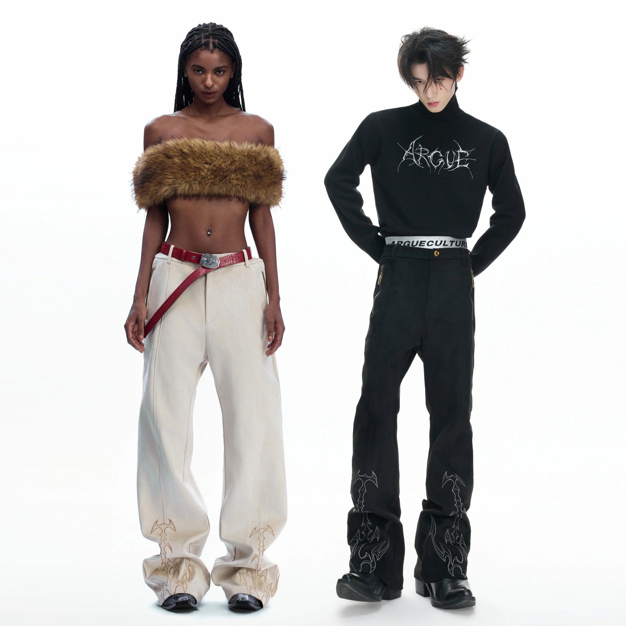 Embroidered Suede Straight-Leg Trousers | Avant-Garde - main image 5