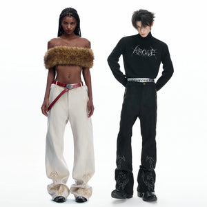 Embroidered Suede Straight-Leg Trousers | Avant-Garde - main image 5