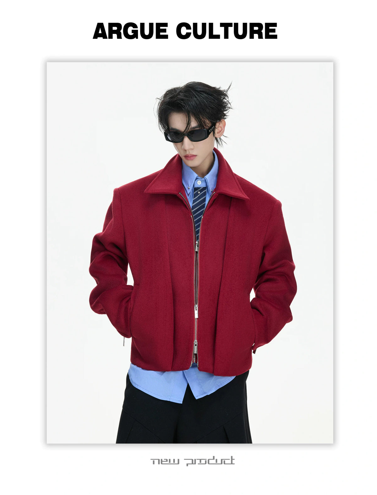 Layered Wool-Blend Cropped Jacket | Lapel Zip - description image 4