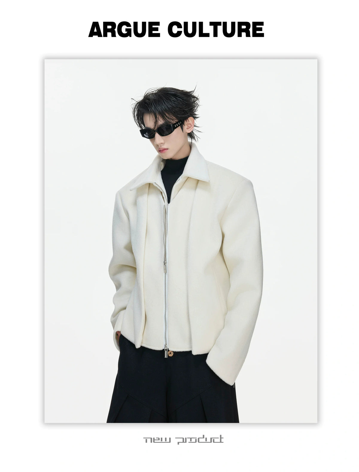 Layered Wool-Blend Cropped Jacket | Lapel Zip - description image 5