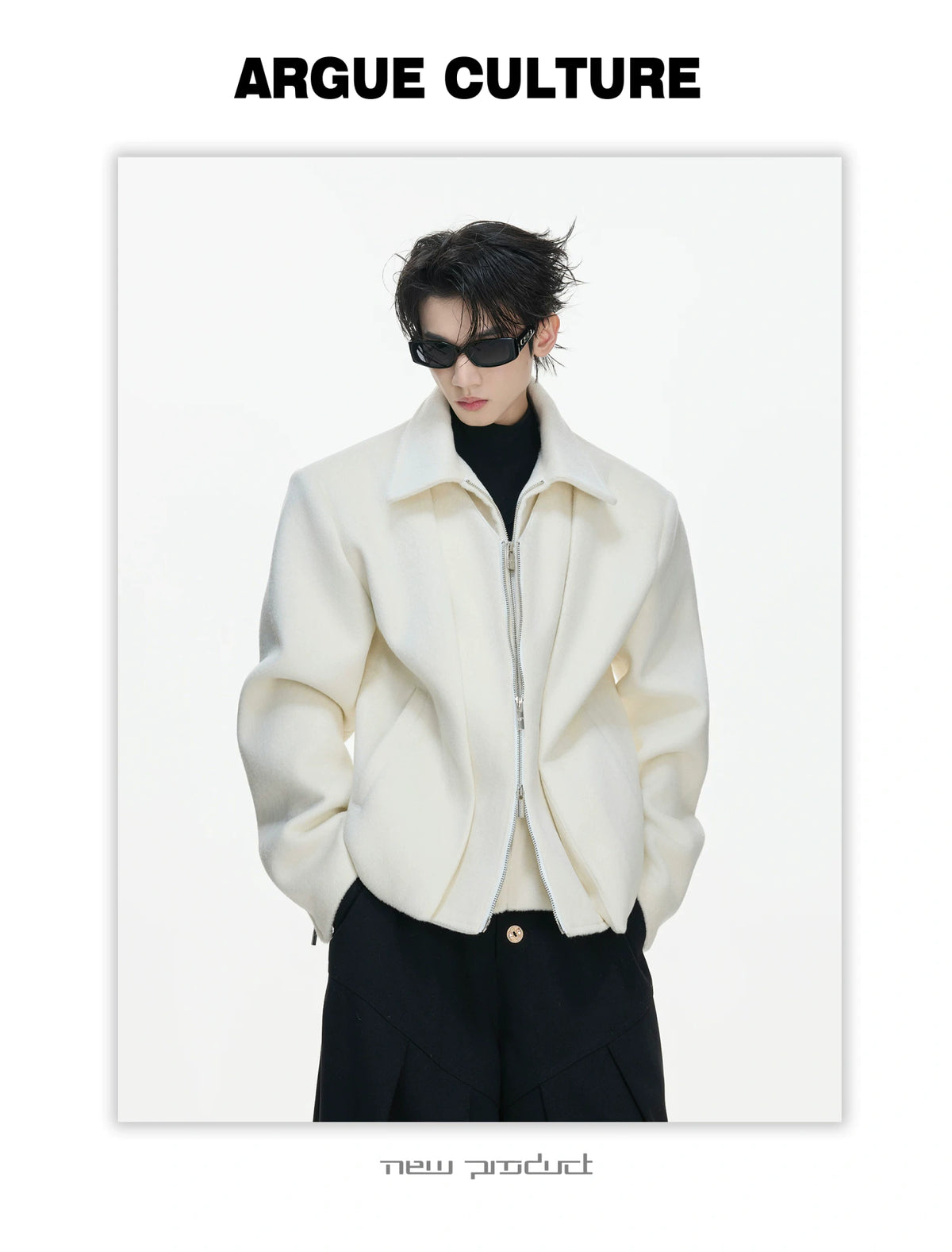 Layered Wool-Blend Cropped Jacket | Lapel Zip - description image 6