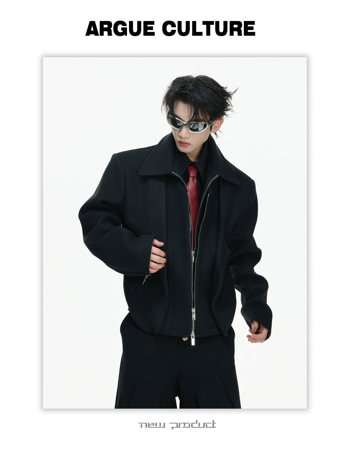 Layered Wool-Blend Cropped Jacket | Lapel Zip - description image 9