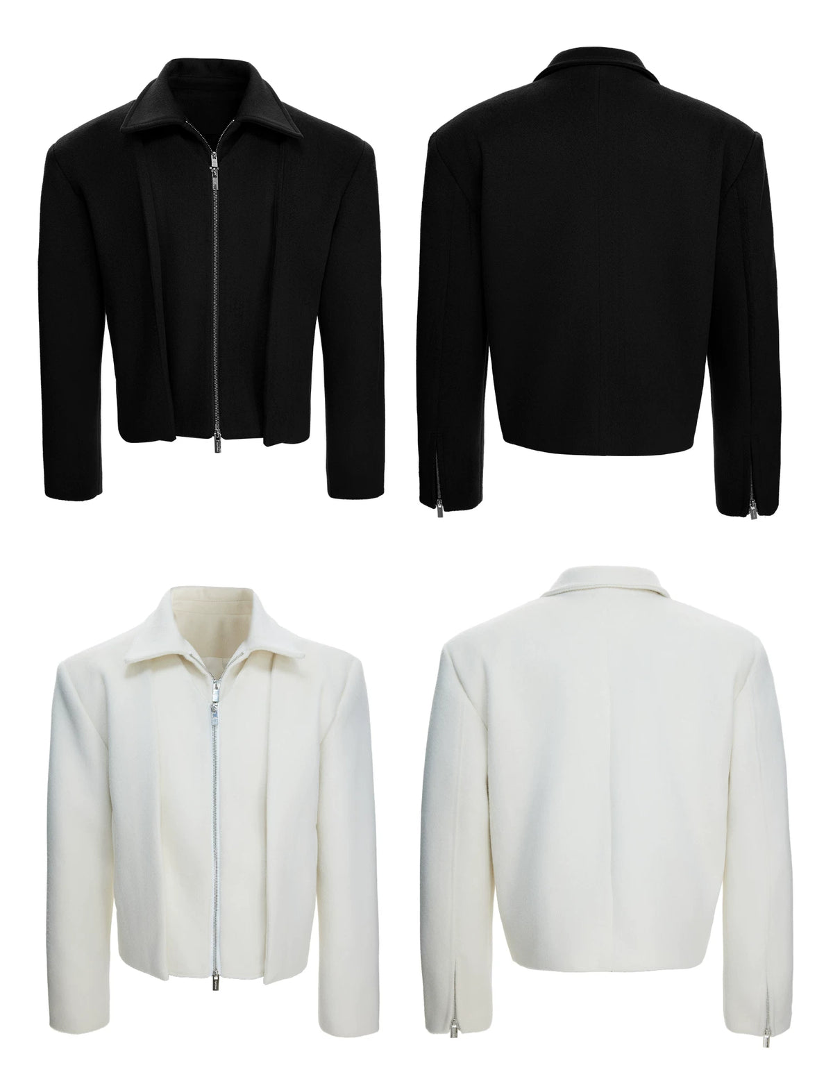 Layered Wool-Blend Cropped Jacket | Lapel Zip - description image 12