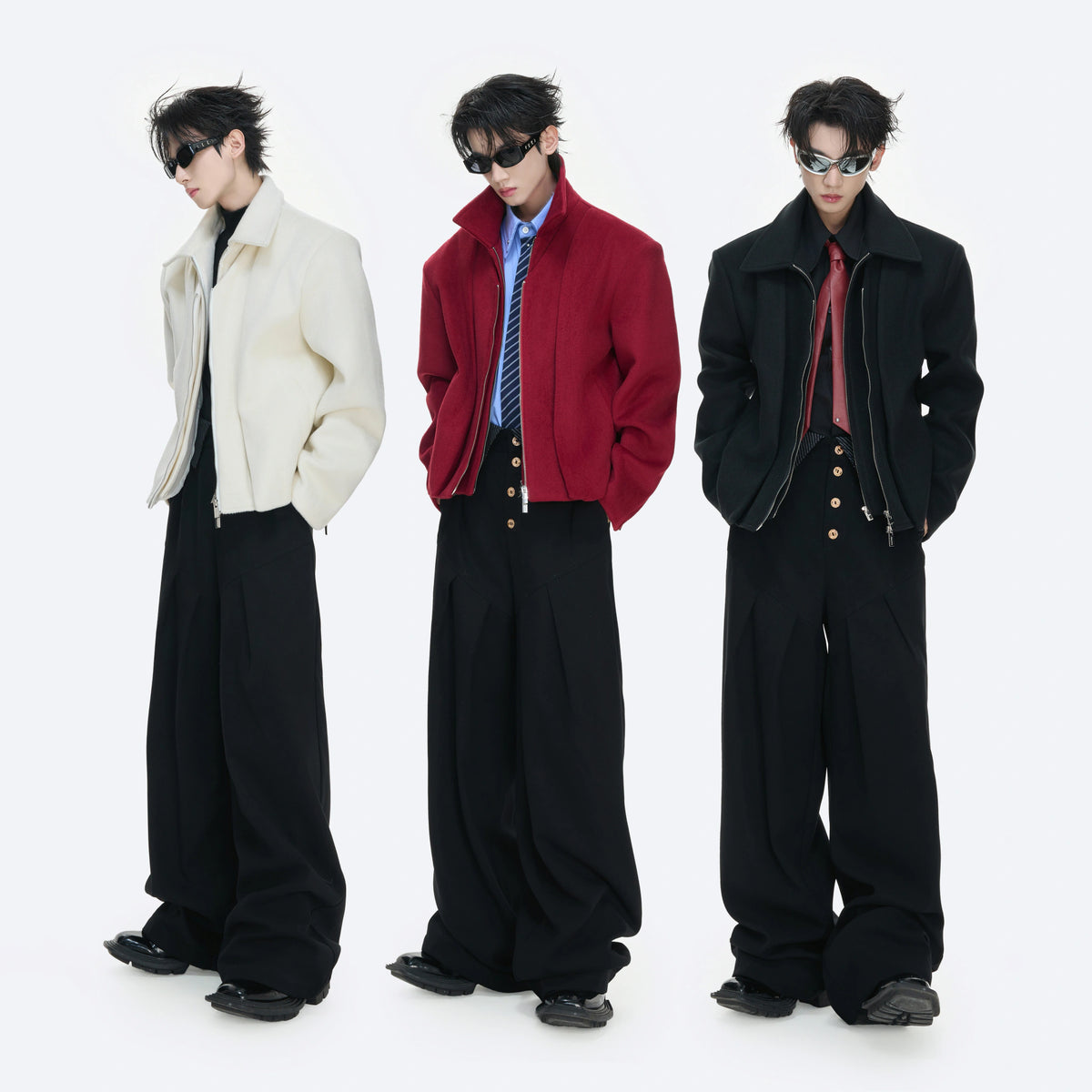 Layered Wool-Blend Cropped Jacket | Lapel Zip - main image 4