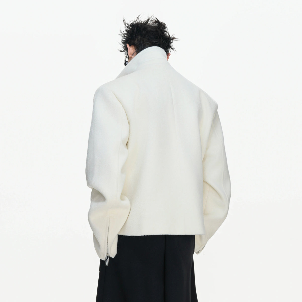 Layered Wool-Blend Cropped Jacket | Lapel Zip - main image 5