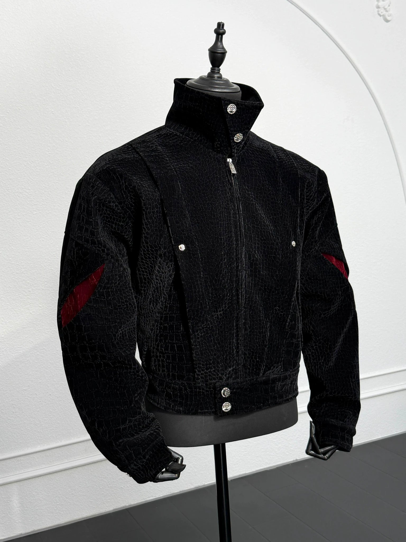 Textured Contrast Short Jacket | Avant-Garde Style - main image 4