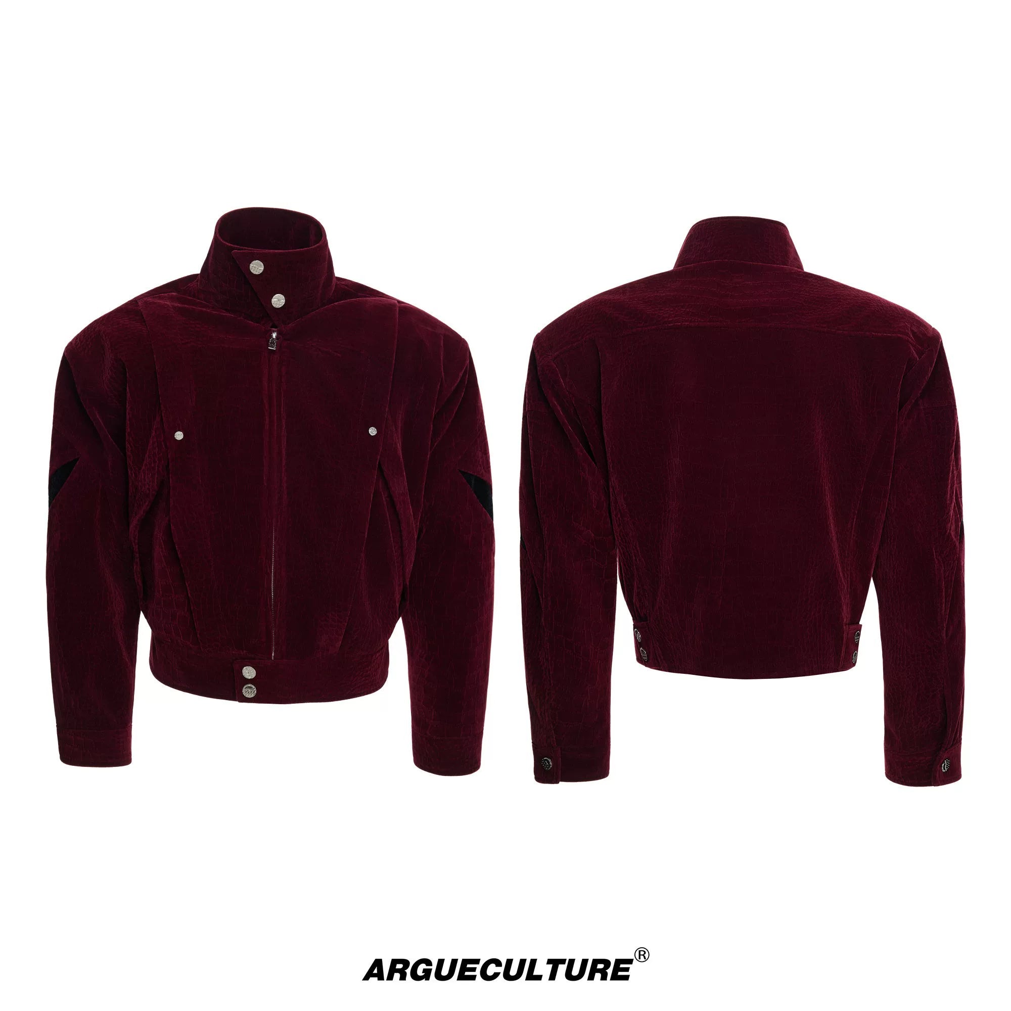Textured Contrast Short Jacket | Avant-Garde Style - Red Top