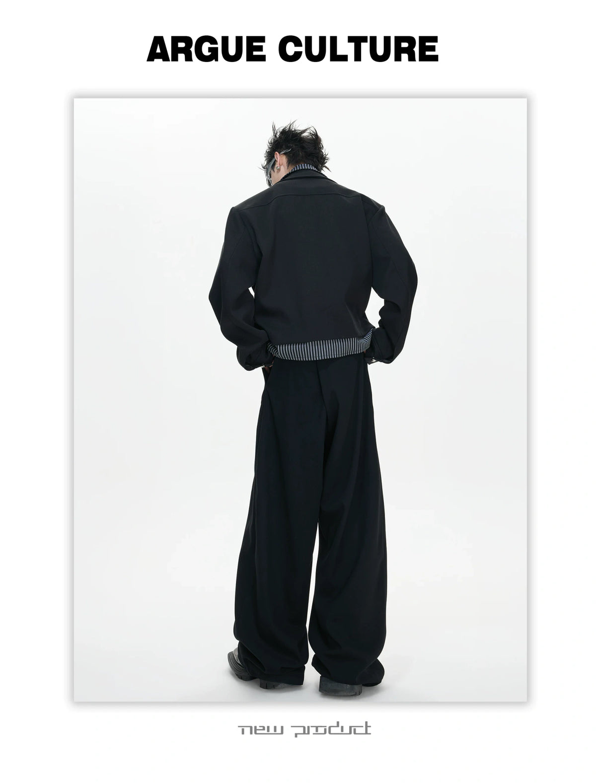 Striped Layered Short Wide Jacket | Streetwear Outerwear - description image 9