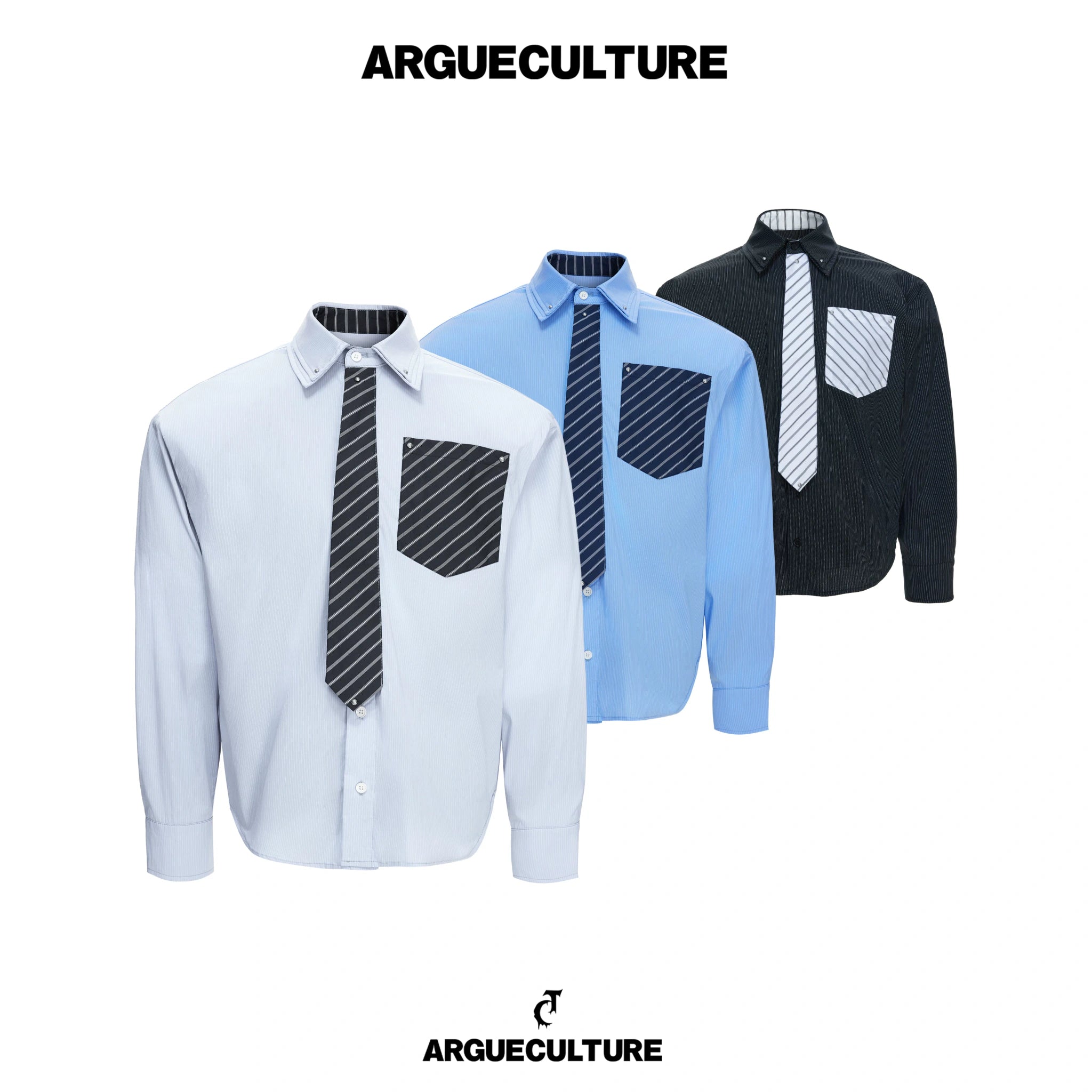 Deconstructed Stripe Layered-Collar Shirt | Argue - main image 1