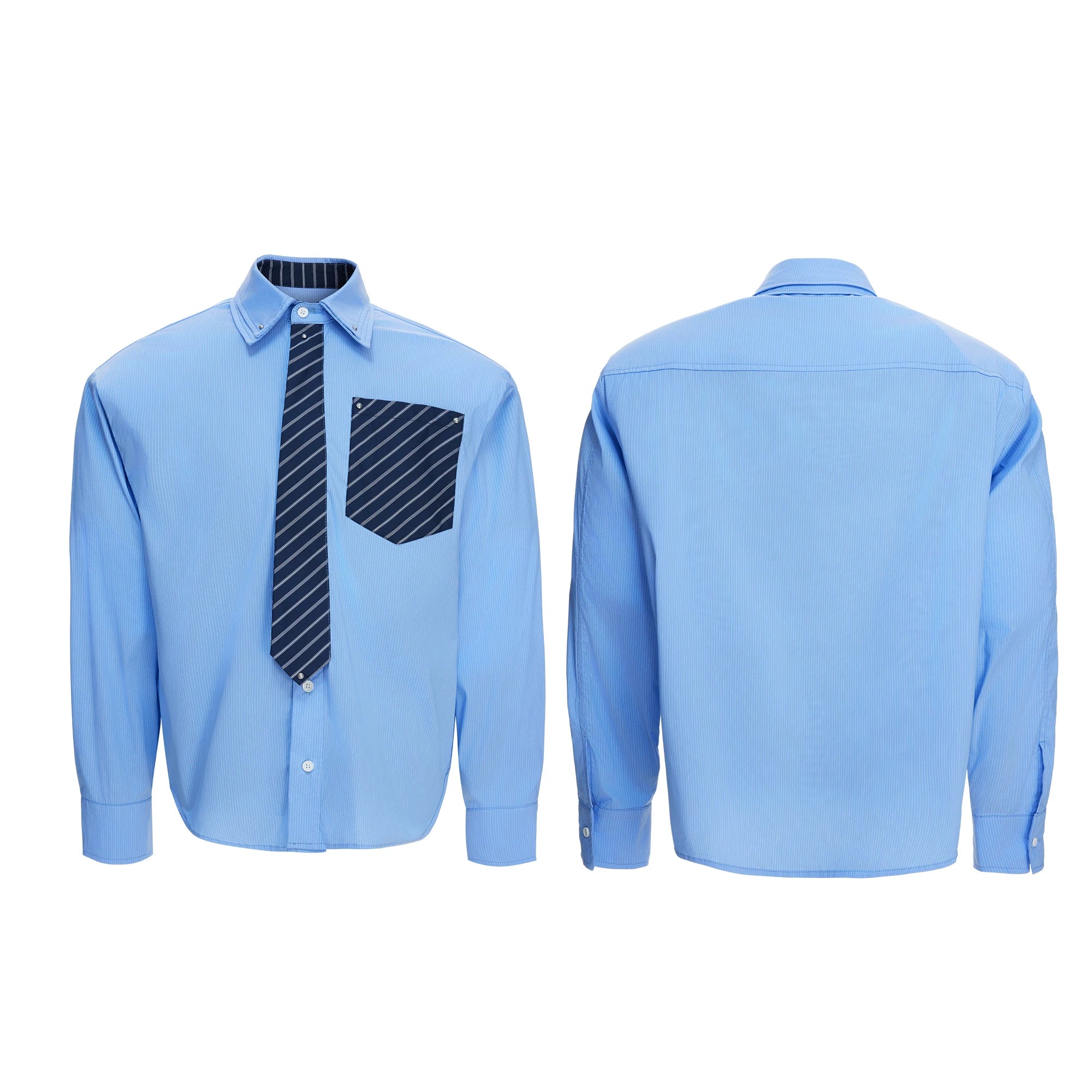 Deconstructed Stripe Layered-Collar Shirt | Argue - main image 2