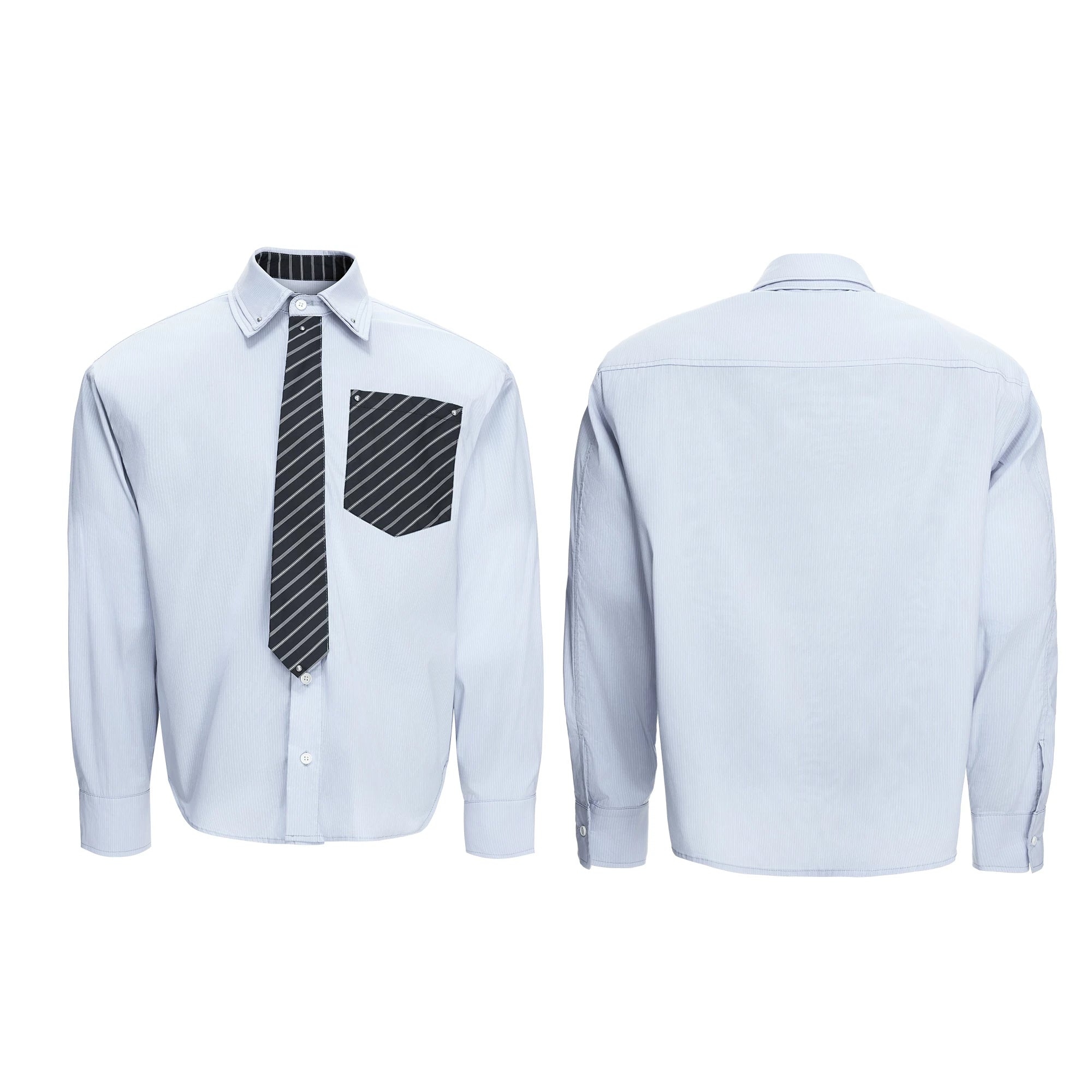Deconstructed Stripe Layered-Collar Shirt | Argue - main image 3