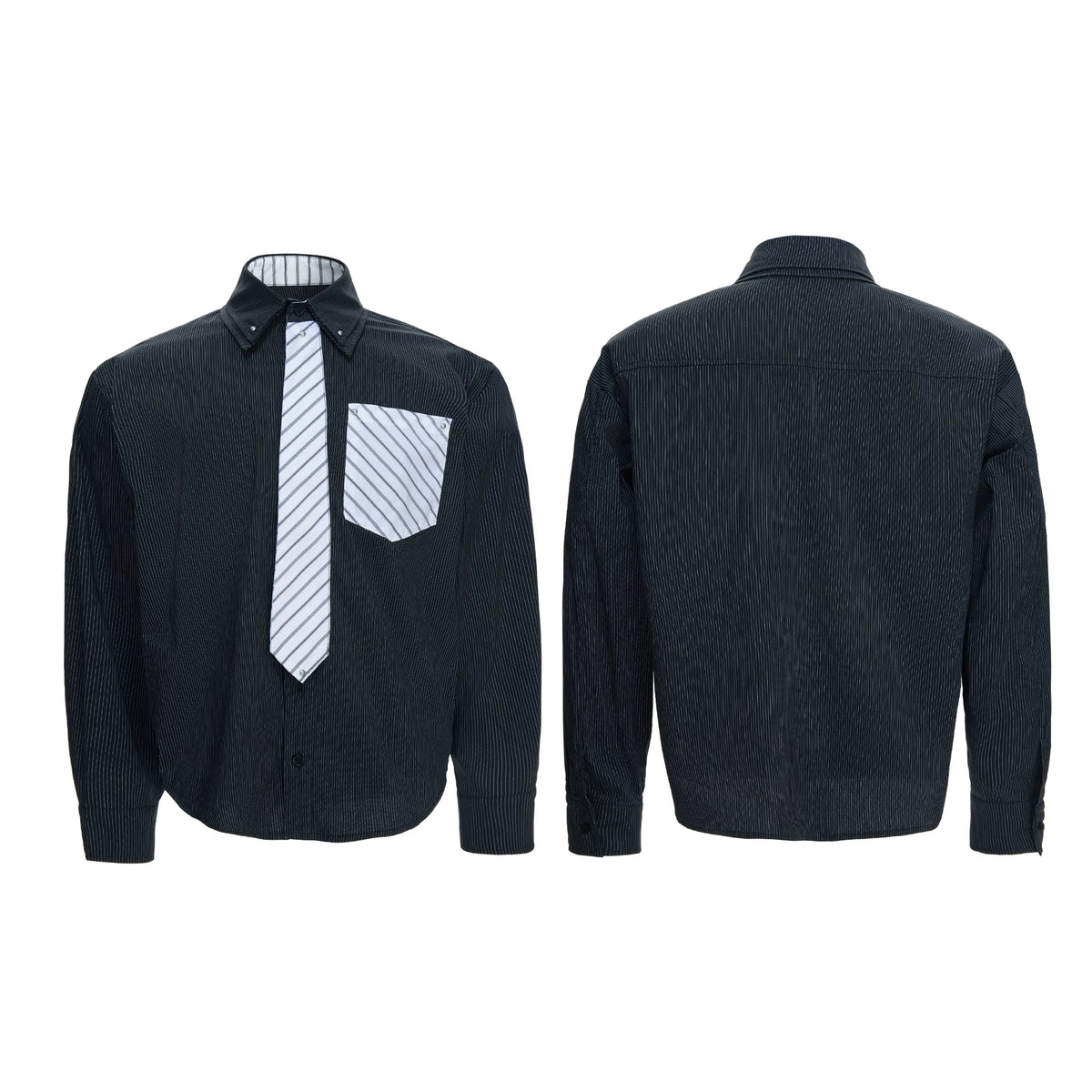Deconstructed Stripe Layered-Collar Shirt | Argue - main image 4