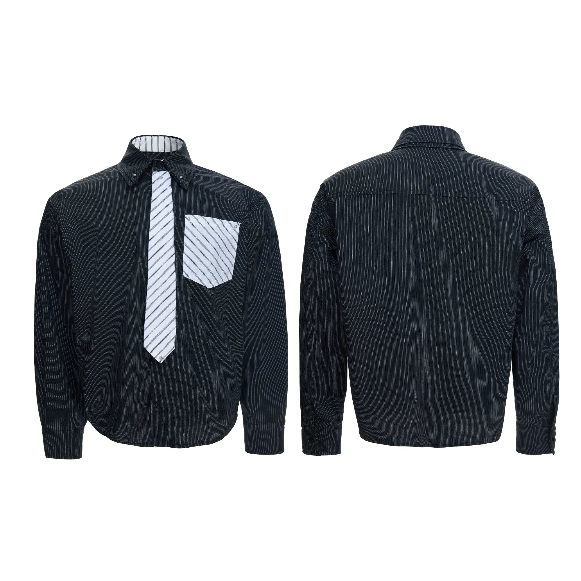 Deconstructed Stripe Layered-Collar Shirt | Argue - main image 4