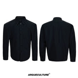 Relaxed Structured Shirt | Long-Sleeve Unisex Style - Black Top