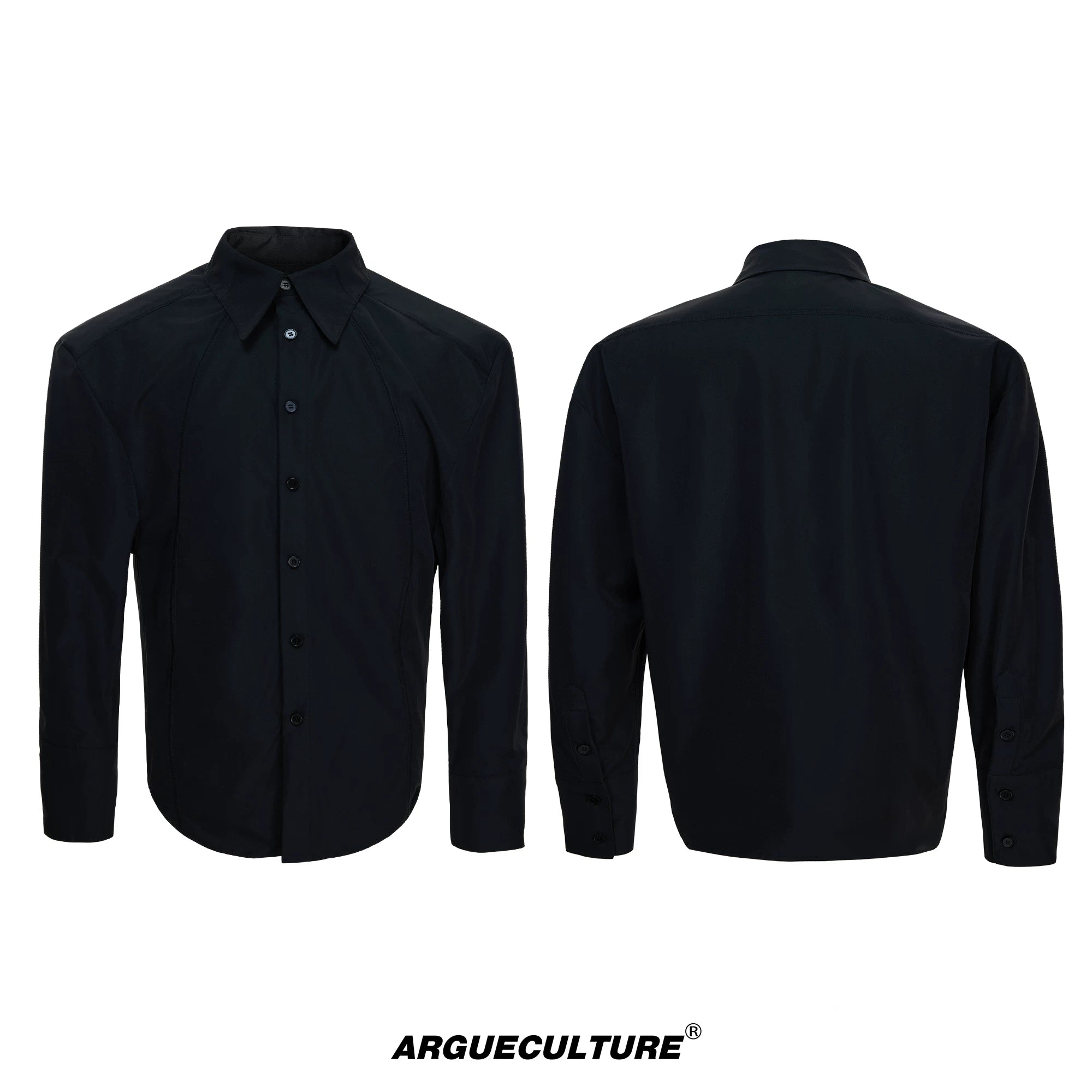 Relaxed Structured Shirt | Long-Sleeve Unisex Style - Black Top