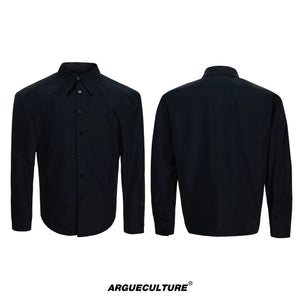 Relaxed Structured Shirt | Long-Sleeve Unisex Style - Black Top