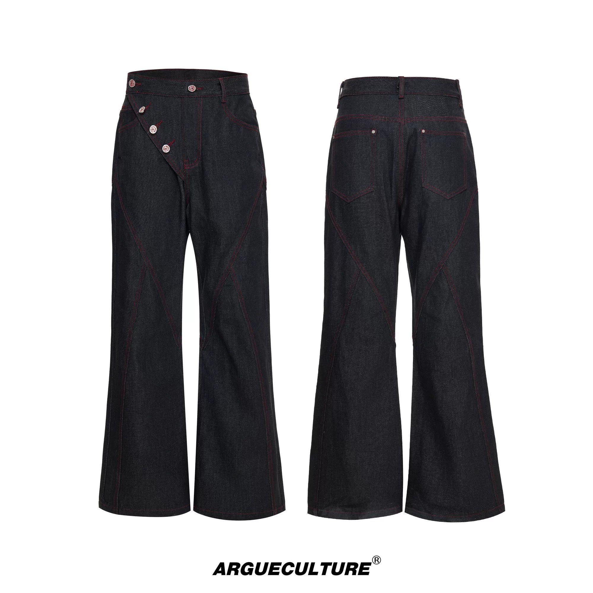 Black Raw Denim Jacket with Aircraft Buckle Details - Washed Black