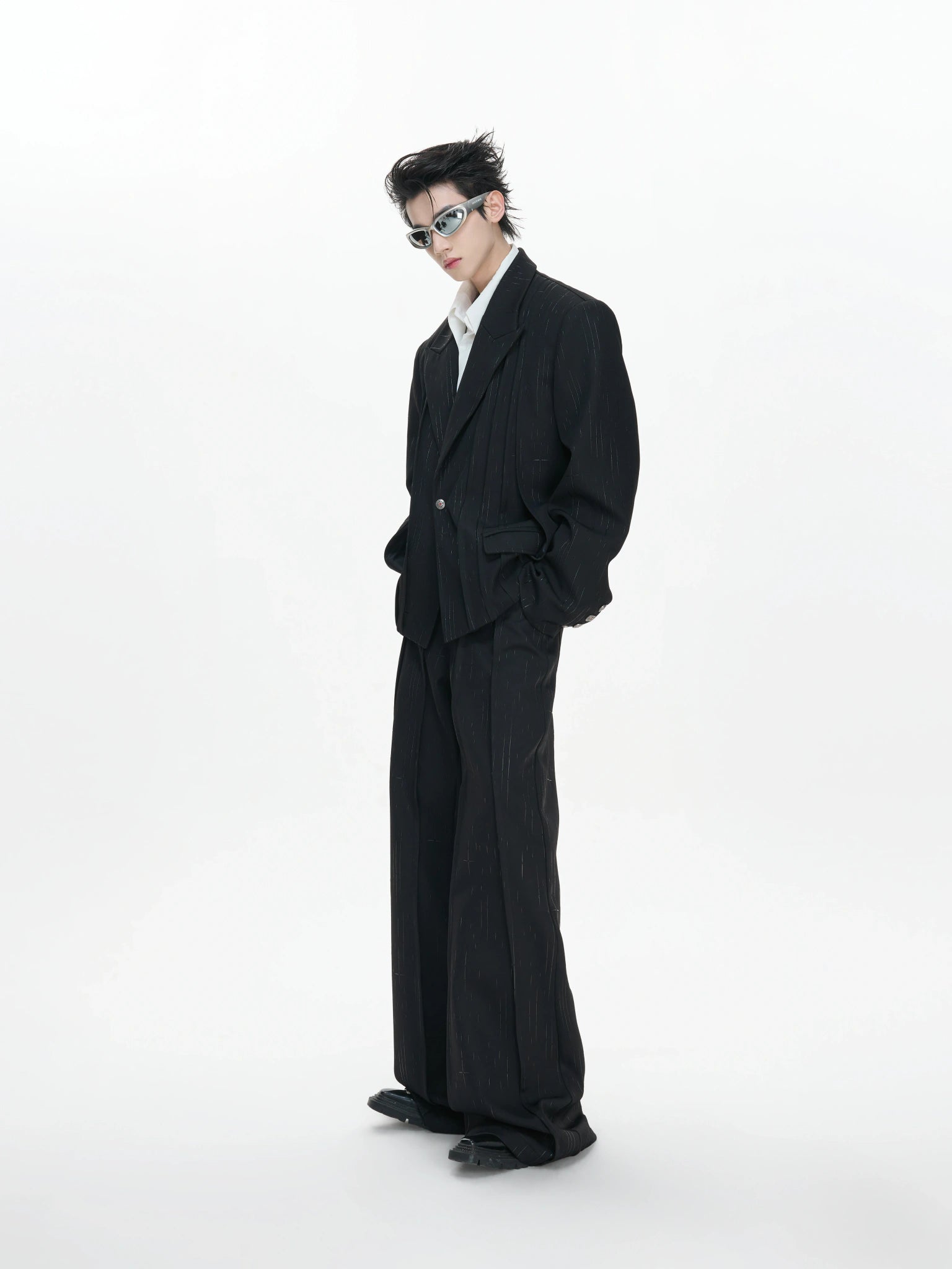 Black Deconstructed Suit Set | Notched Lapel Tailoring - main image 2