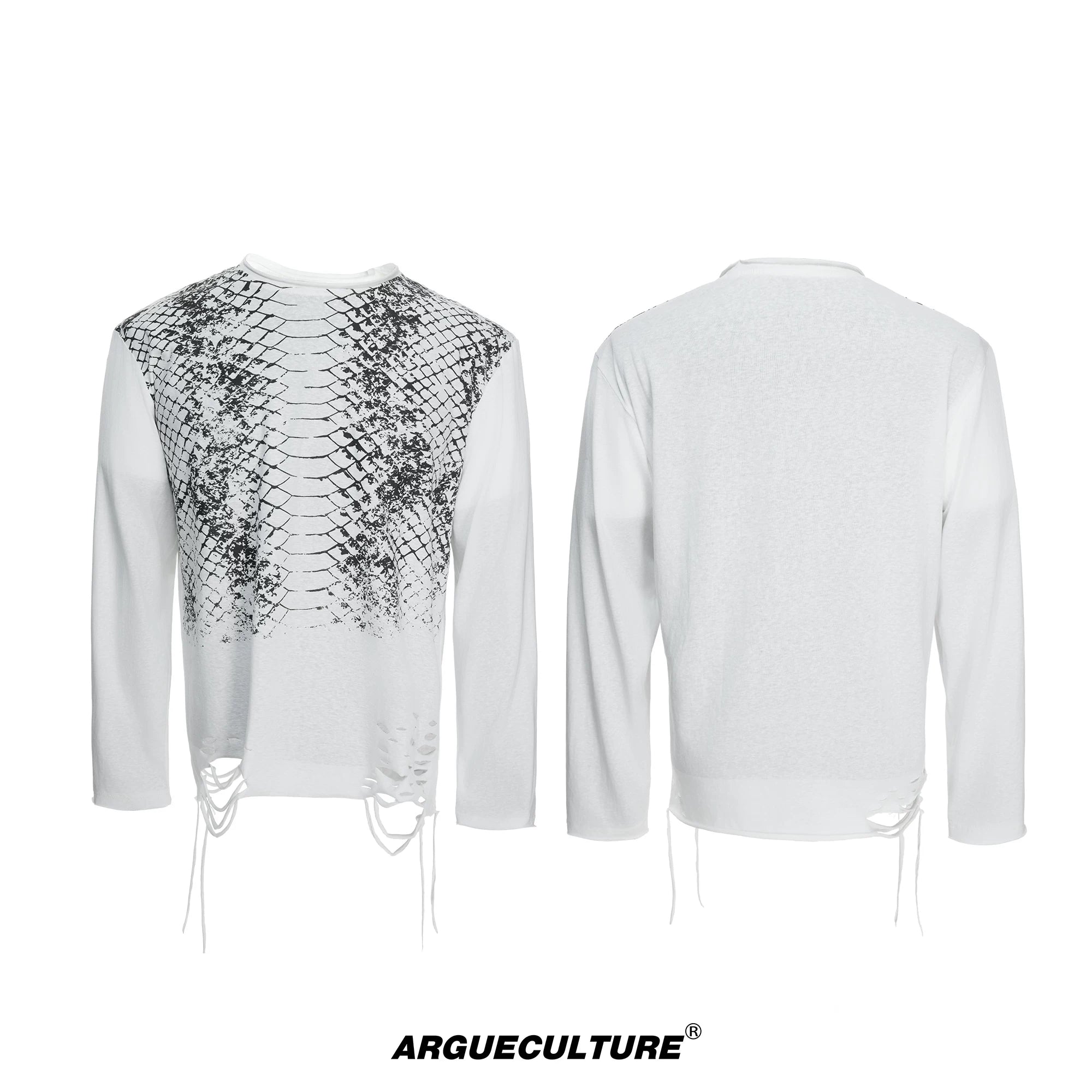 Gradient Python Print Long-Sleeve Tee | Avant-Garde - White