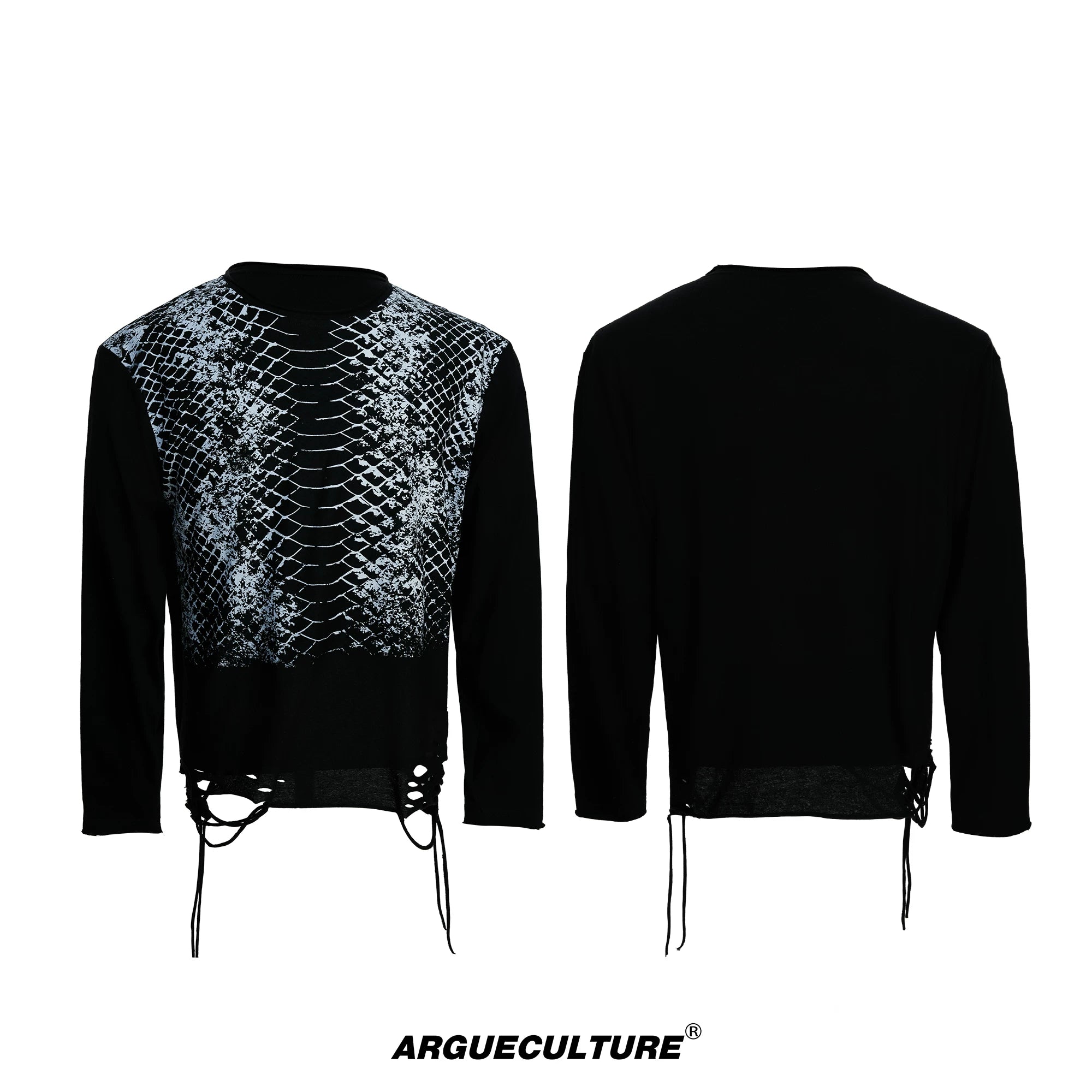 Gradient Python Print Long-Sleeve Tee | Avant-Garde - Black