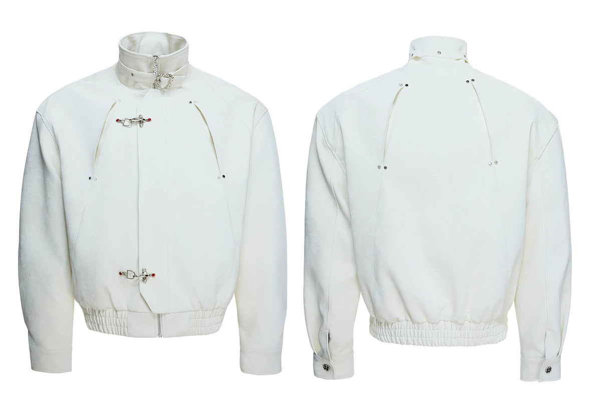 Cropped Python-Embossed Faux Leather Jacket | Avant-Garde - description image 3