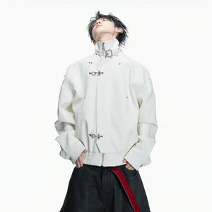Cropped Python-Embossed Faux Leather Jacket | Avant-Garde - main image 2