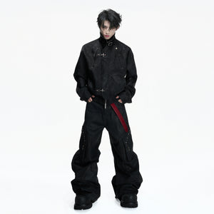 Cropped Python-Embossed Faux Leather Jacket | Avant-Garde - main image 3