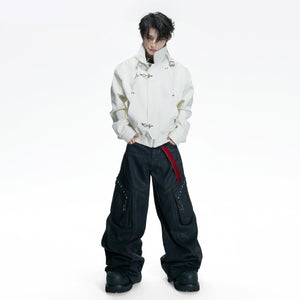 Cropped Python-Embossed Faux Leather Jacket | Avant-Garde - main image 5