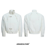 Cropped Python-Embossed Faux Leather Jacket | Avant-Garde - White Top