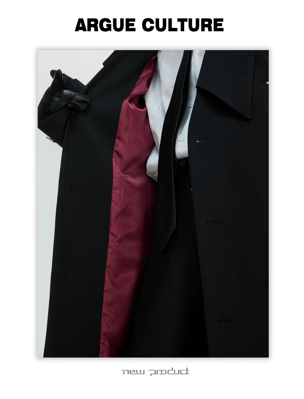 Black Deconstructed Split-Hem Overcoat | Cotton Blend - description image 5