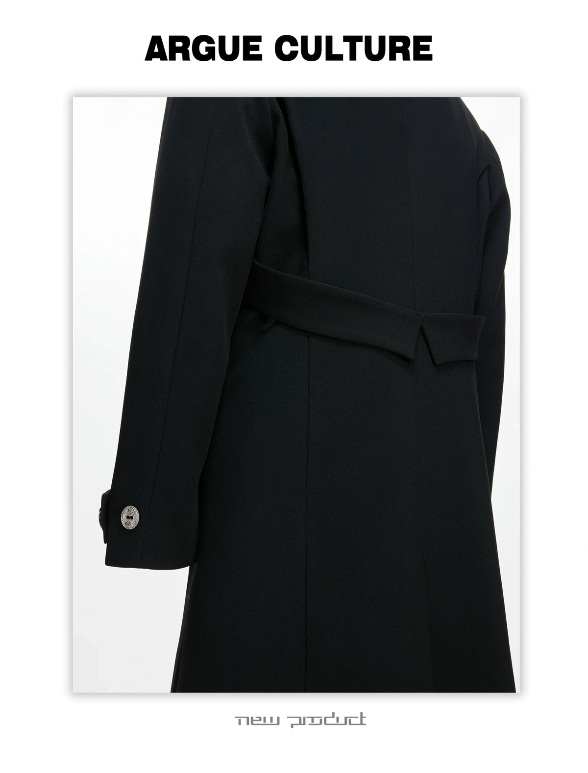 Black Deconstructed Split-Hem Overcoat | Cotton Blend - description image 6