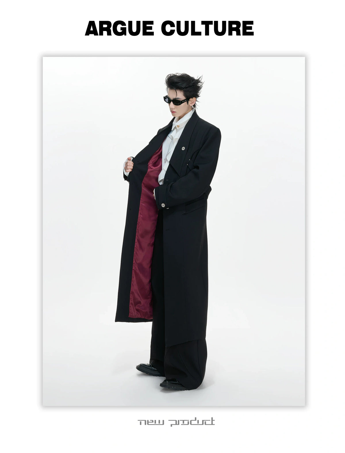 Black Deconstructed Split-Hem Overcoat | Cotton Blend - description image 9