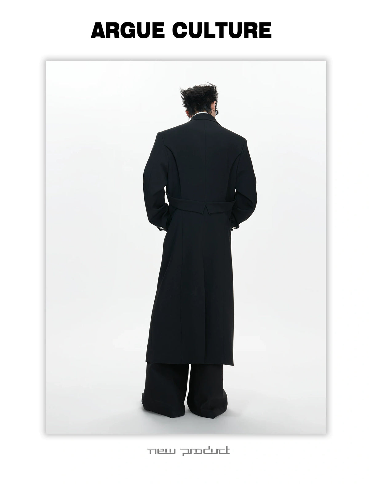 Black Deconstructed Split-Hem Overcoat | Cotton Blend - description image 10