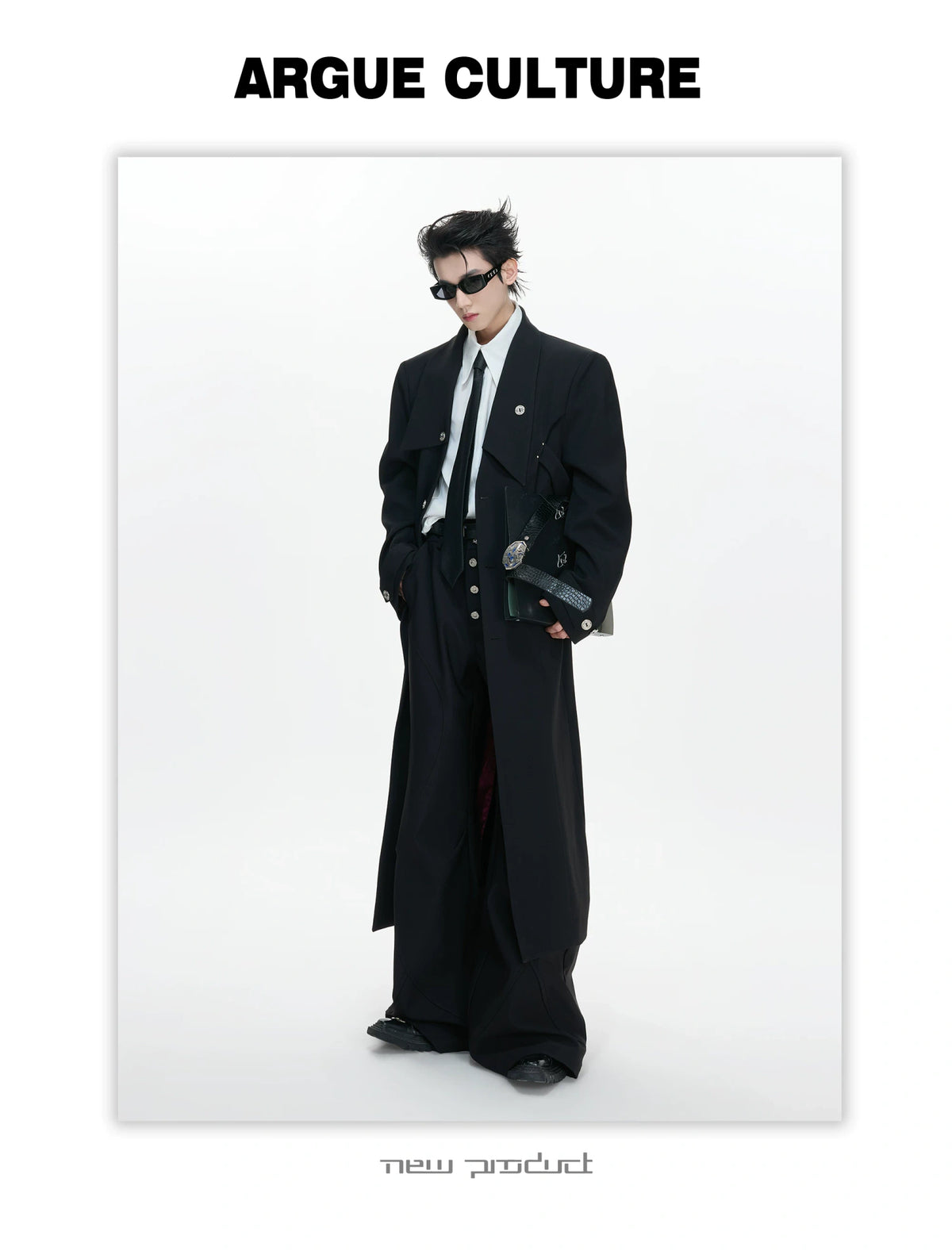 Black Deconstructed Split-Hem Overcoat | Cotton Blend - description image 12